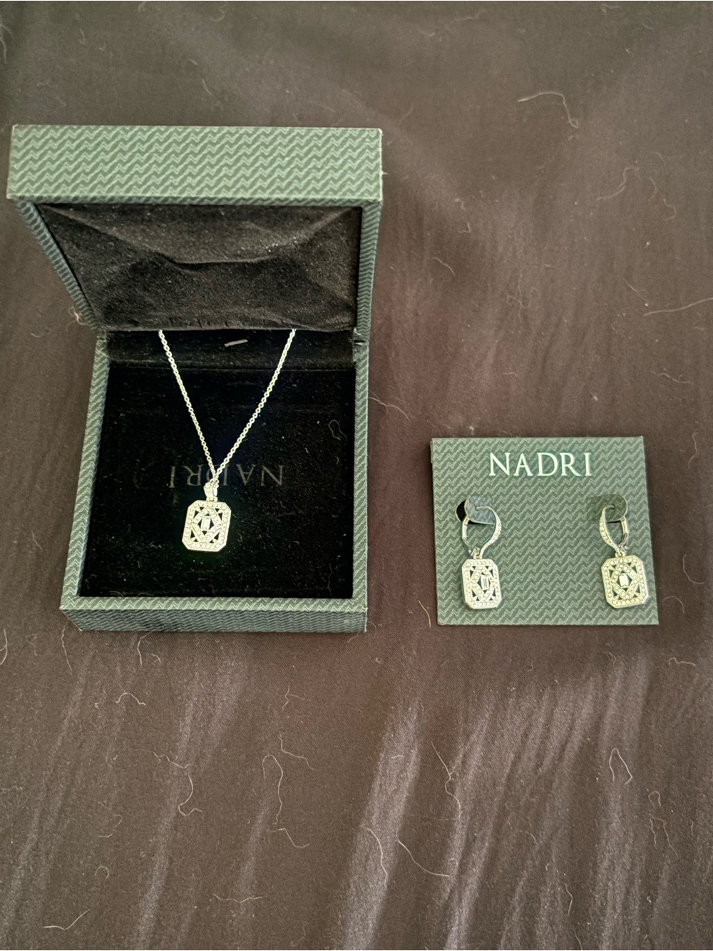 Nordstrom Silver-Tone Necklace with Oval Crystal Pendant